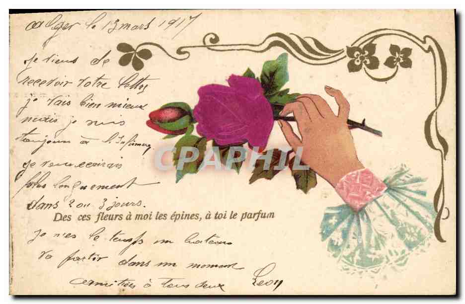 CPA Fantaisie Main Fleurs 