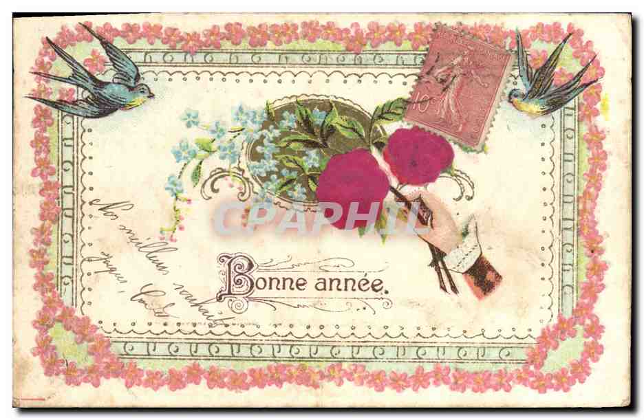 CPA Fantaisie Main Fleurs 