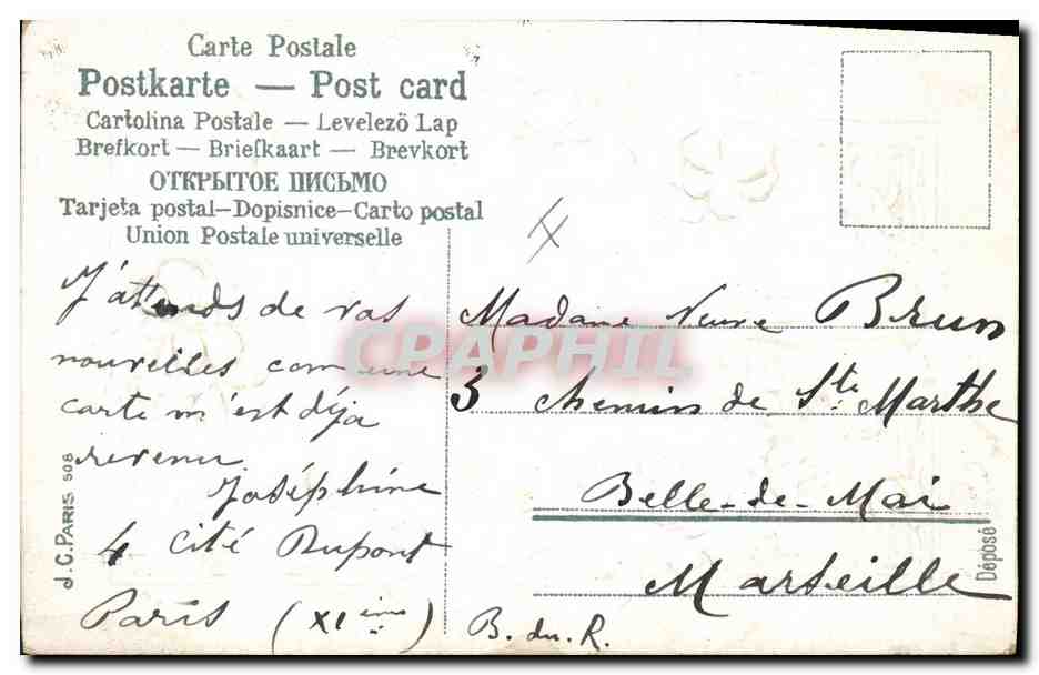 CPA Fantaisie Main Fleurs  — Verso