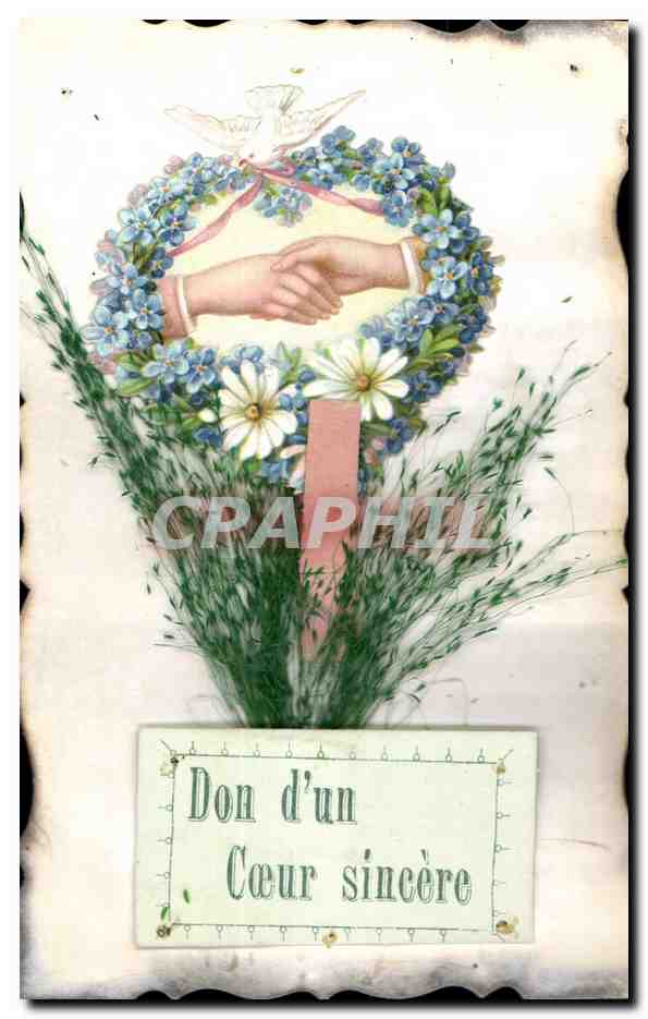 Don d'un Cœur sincère — illustration de deux mains se serrant dans un couronne de fleurs — éditeur non visible