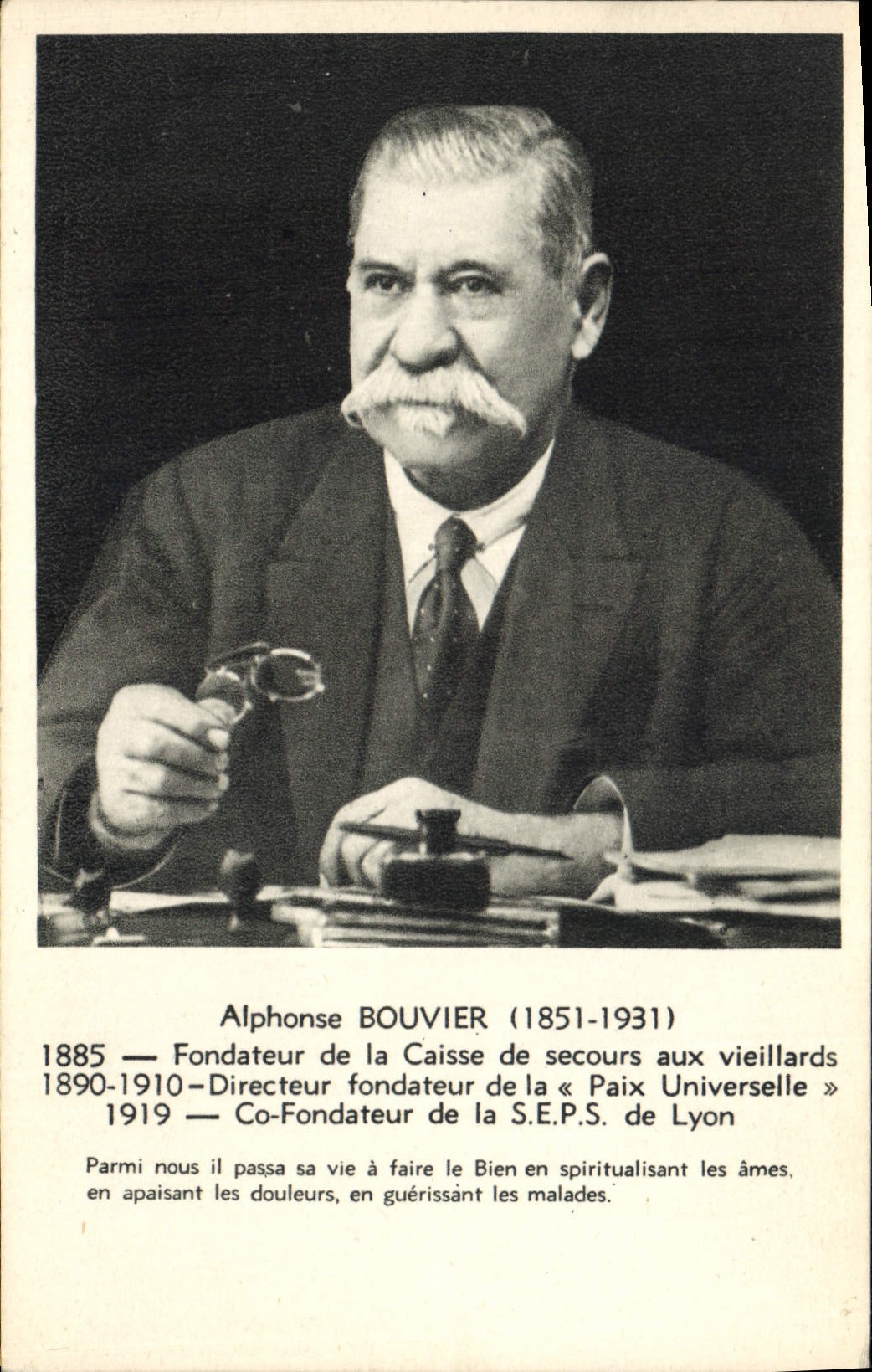 CPA Alphonse Bouvier Fondateur de la Caisse de secours aux vieillards SEPS Lyon 