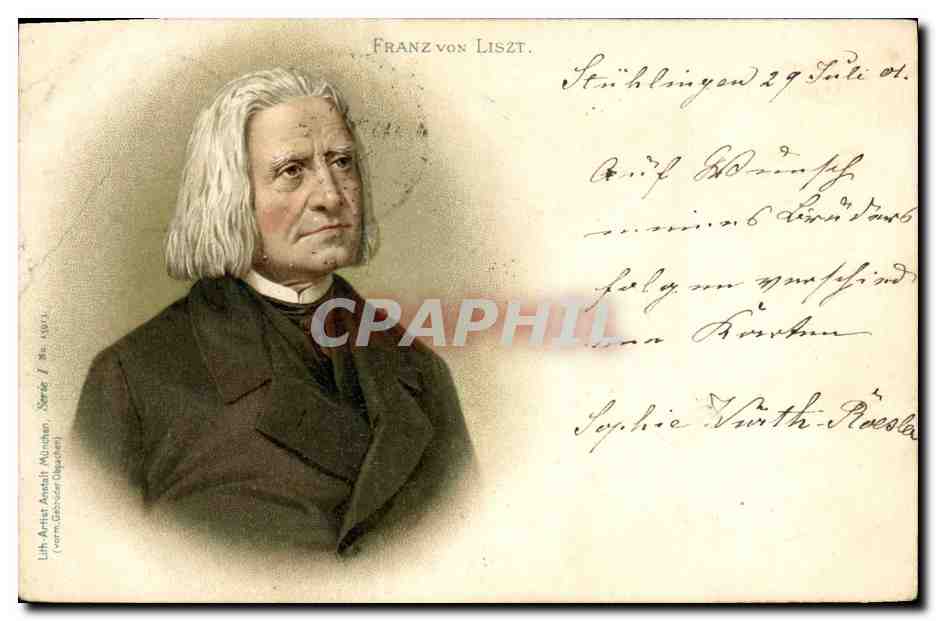 Franz von Liszt — Lithographie — Artist Amalfi, München (Série F. No. 1903)
