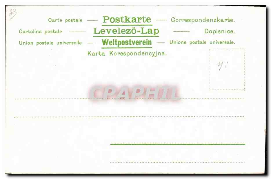 Cavalier sur cheval blanc — Forêt — Carte postale universelle Levelezö-Lap — Verso