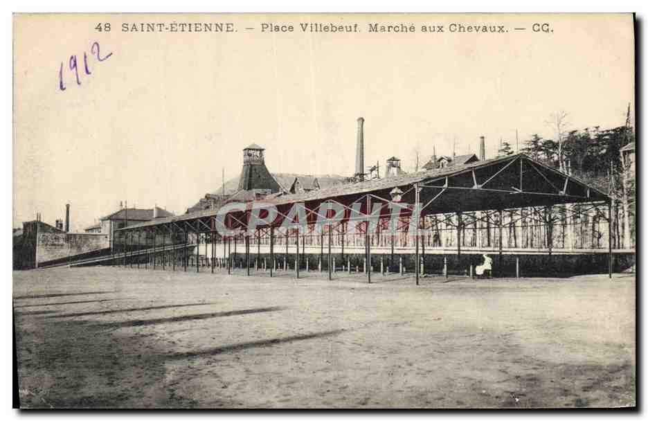CPA Cheval Hippisme Equitation Saint Etienne Place Villebeuf Marche aux chevaux 