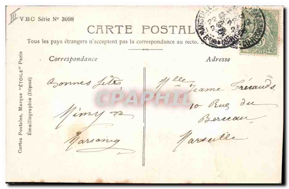 CPA Fantaisie Enfants Annee 1907  — Rückseite
