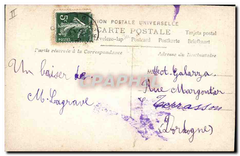 CPA Fantaisie Fleurs Annee 1909 Enfant  — Verso