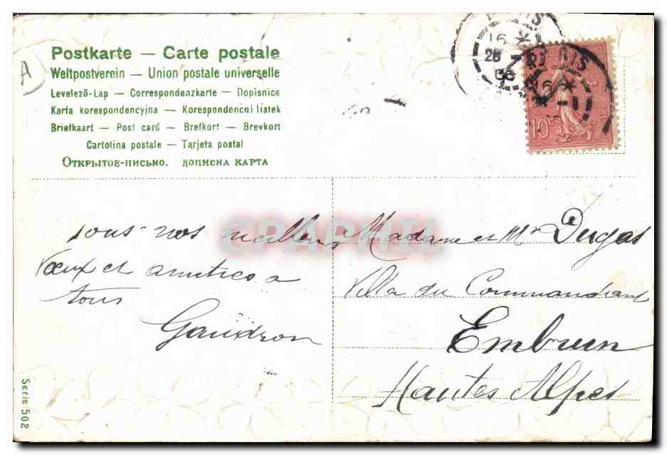 CPA Fantaisie Fleurs Annee 1906 Trefles  — Verso