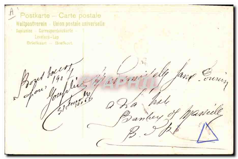 CPA Fantaisie Fleurs Annee 1907  — Verso