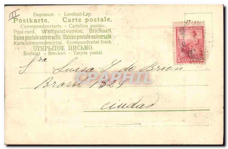 CPA Fantaisie Fleurs Annee 1906  — Verso