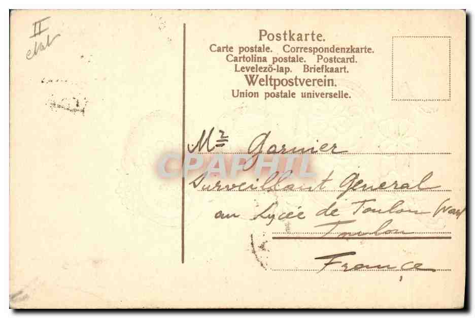 CPA Fantaisie Fleurs Annee 1909  — Rückseite