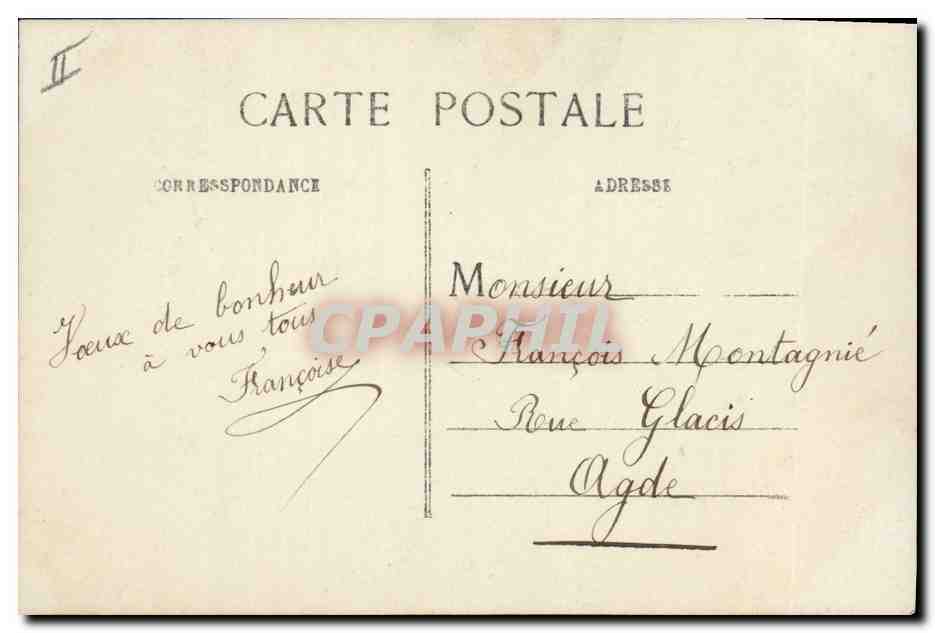 Frau mit Blumenstrauß — Frohes Neues Jahr 1910 — unbekannter Verlag, Nr. 848 — Rückseite