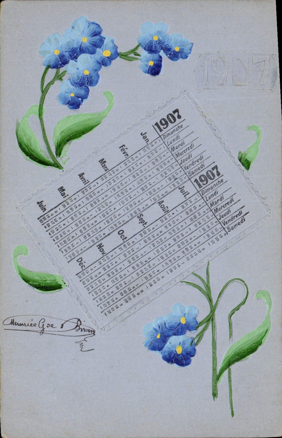 Calendrier 1907 — Fleurs de muguet — Maurice Goe & Drom