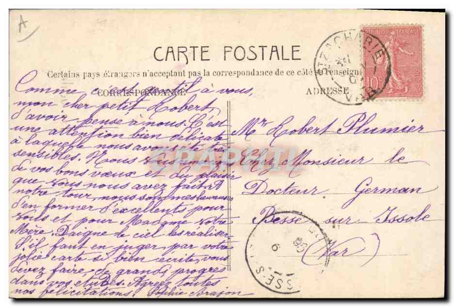Janvier 1906 — Premier jour de l'année — M. F. Paris — Verso