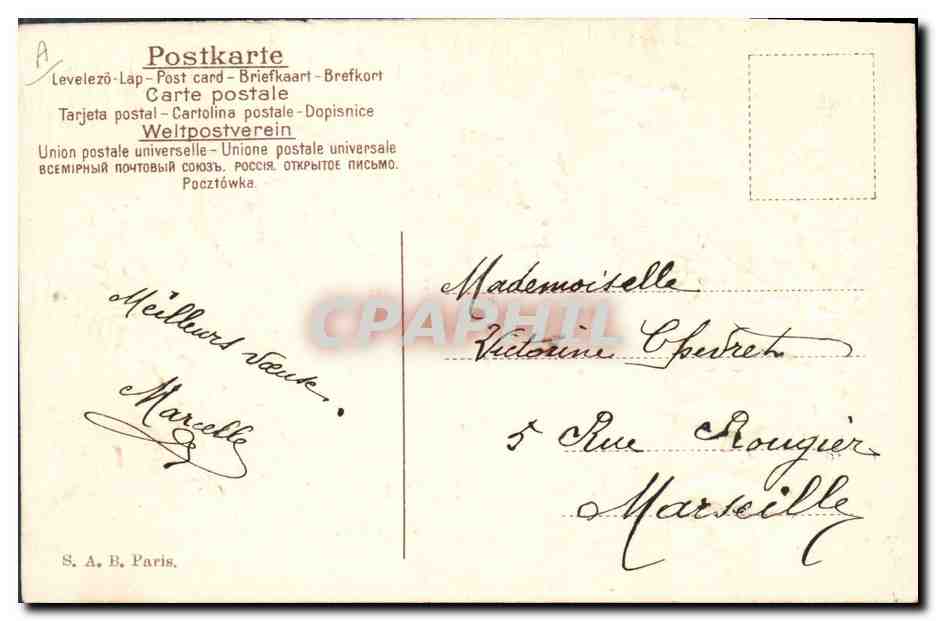 Bonne Année 1902 — décor de houx et glace — S.A.B. Paris — Reverso
