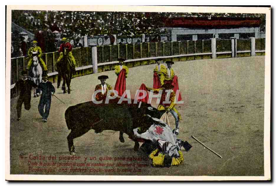 CPA Corrida Course de taureaux Caida del picador 