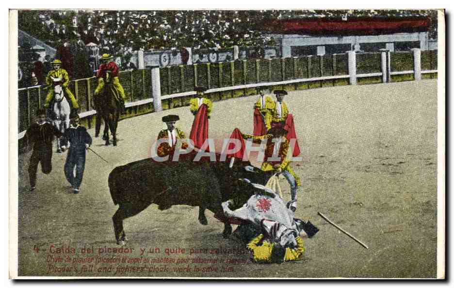 CPA Corrida Course de taureaux Caida del picador 
