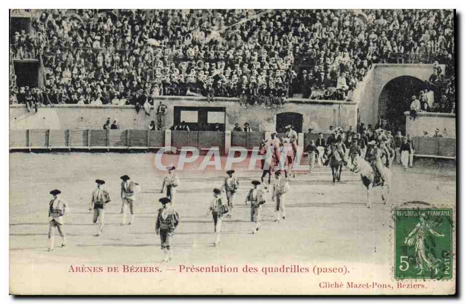 CPA Corrida Course de taureaux Arenes de Beziers Presentation des quadrilles paseo 