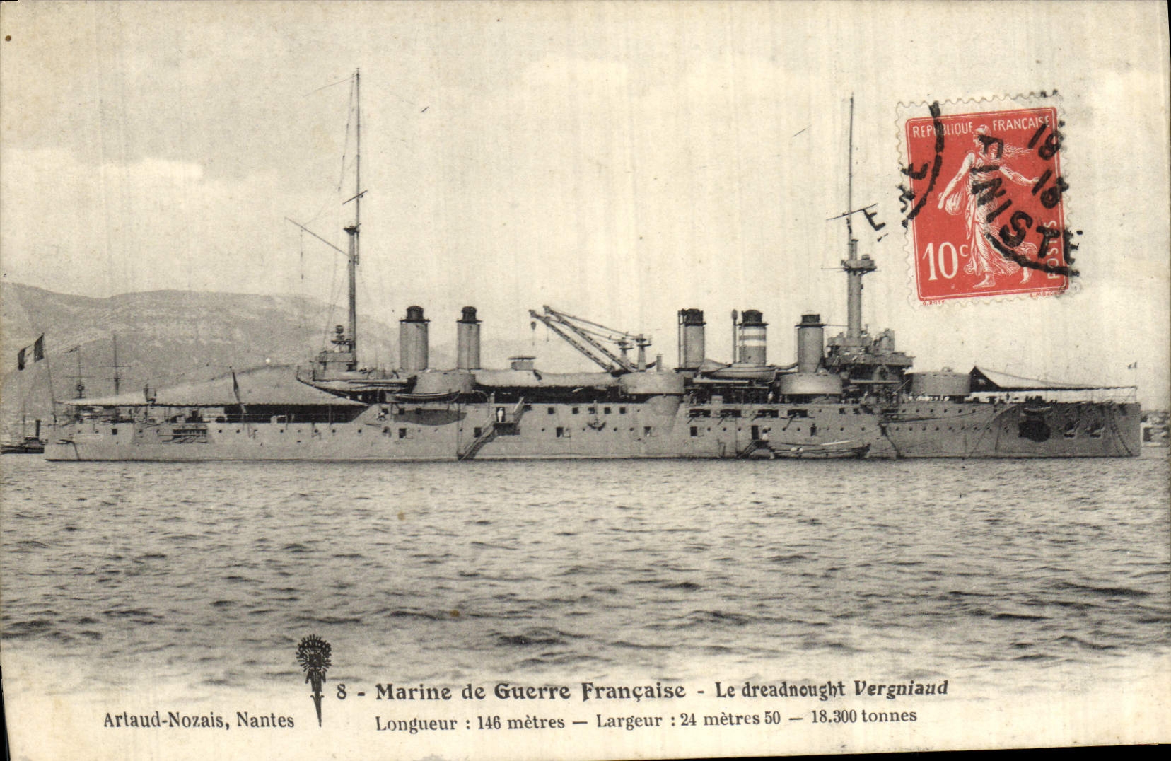 Le dreadnought Vergniaud — Marine de Guerre Française — Artaud-Nozais, Nantes