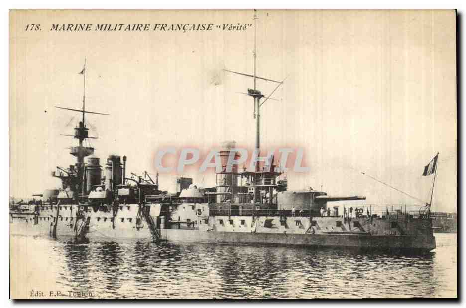 Bateau de guerre français "Vérité" — Marine Militaire Française — Édit. F.R. TONHON - Anverso