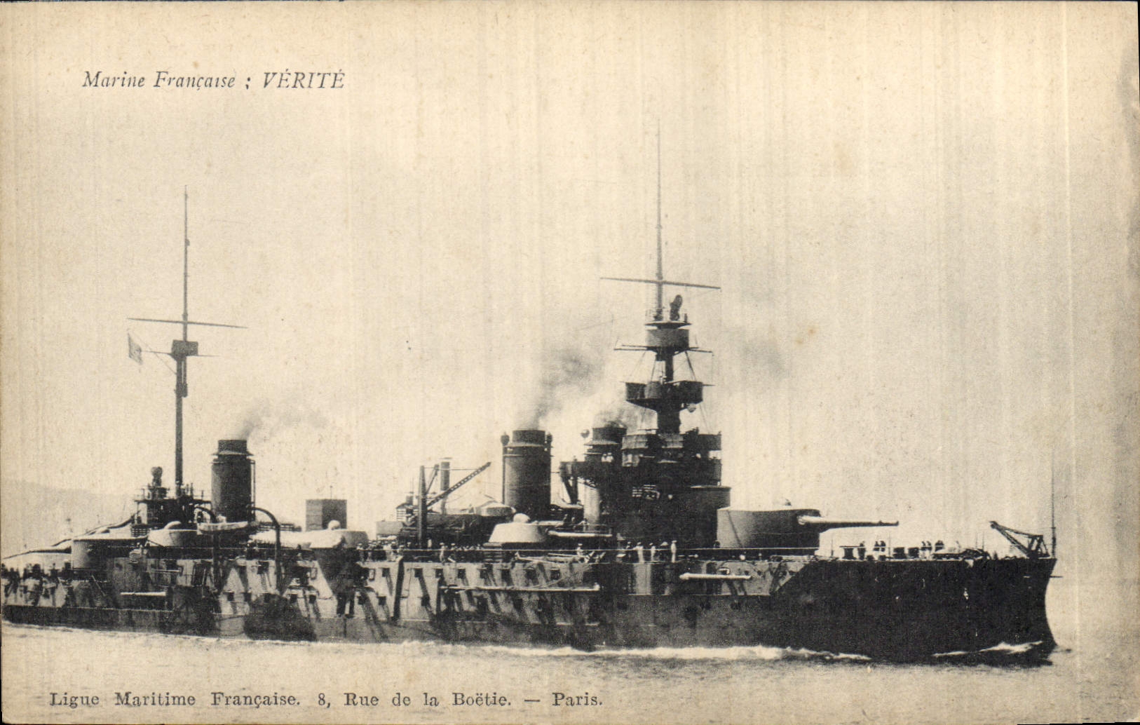 Bateau de guerre français VÉRITÉ — Ligue Maritime Française, 8 Rue de la Boétie, Paris