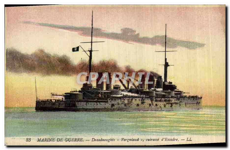 CPA Bateau de Guerre Dreadnoughts Vergniaud Cuirasse d'escadre 