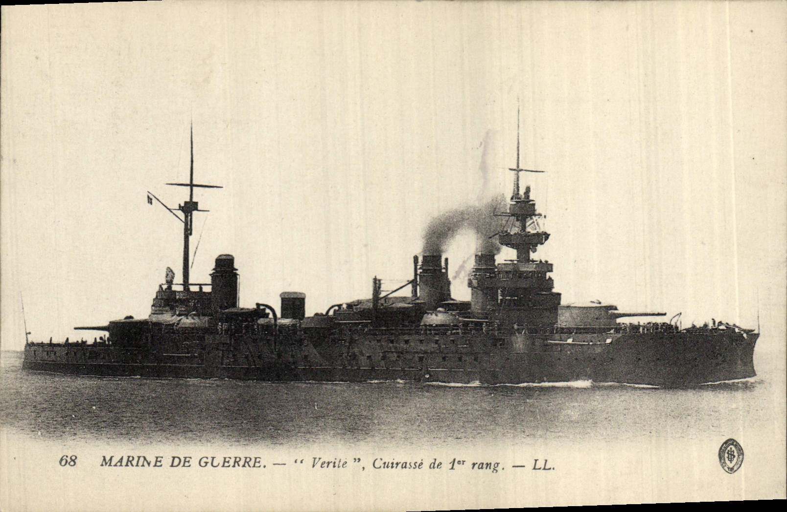 Marine de guerre — "Verité", cuirassé de 1er rang — LL. — n° 68