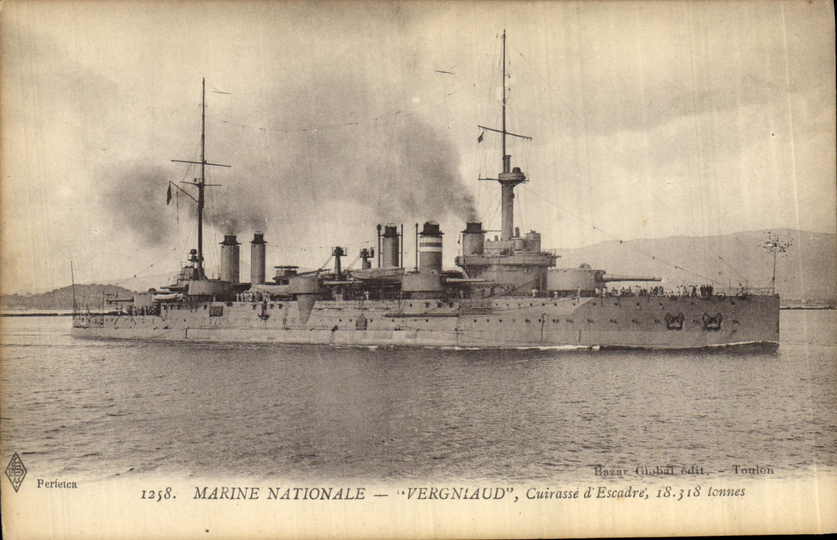 CPA Bateau de Guerre Vergniaud Cuirasse d'escadre 