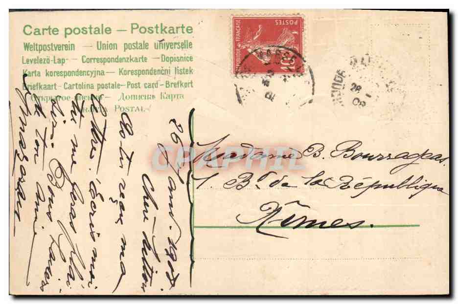 Enfant avec bouquet — hiver — éditeur non visible — Rückseite