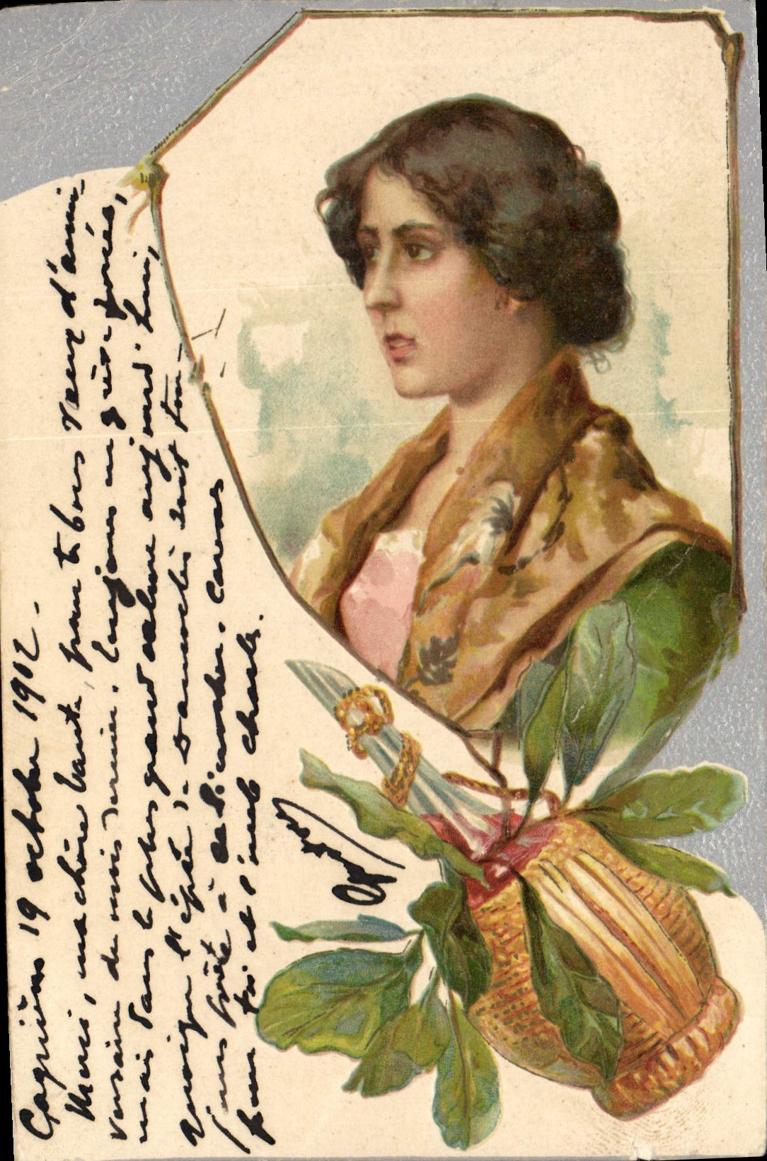 CPA Fantaisie Fleurs Femme 