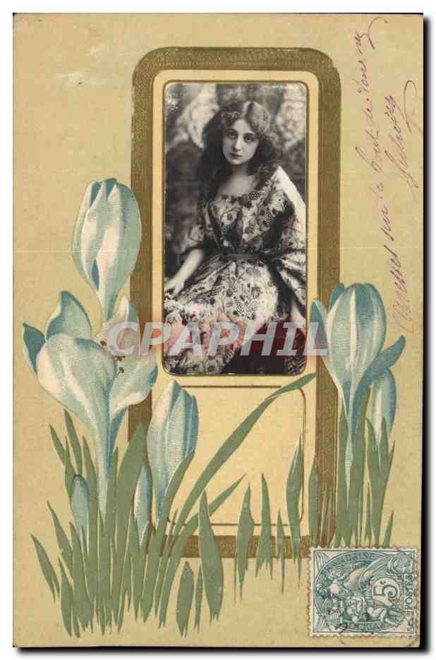 CPA Fantaisie Fleurs Femme 
