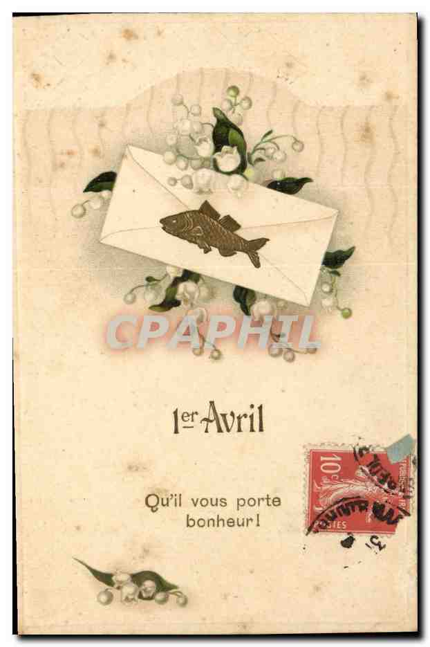 CPA Fantaisie Fleurs Poisson 1er Avril 
