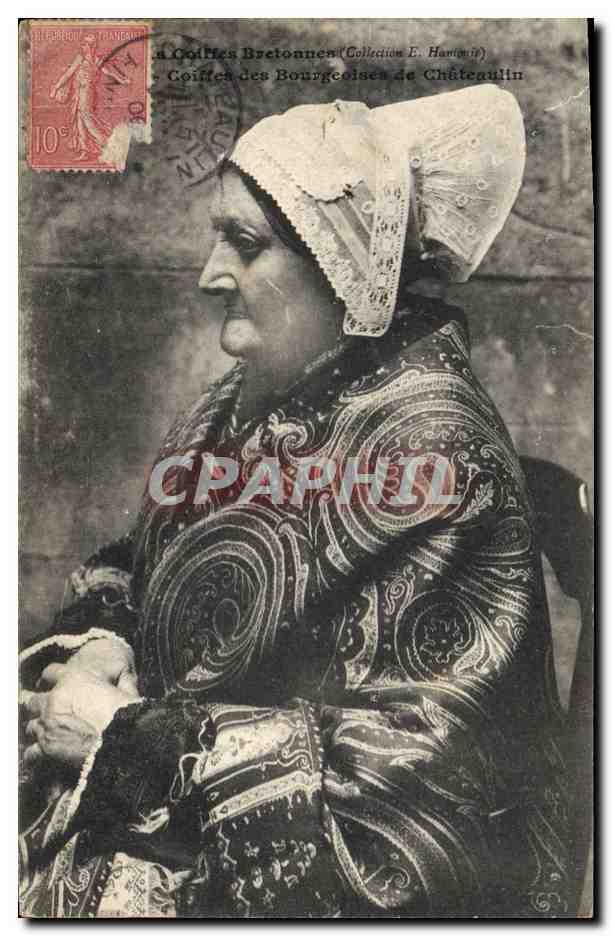CPA Folklore Coiffes des bourgeoises de Chateaulin 
