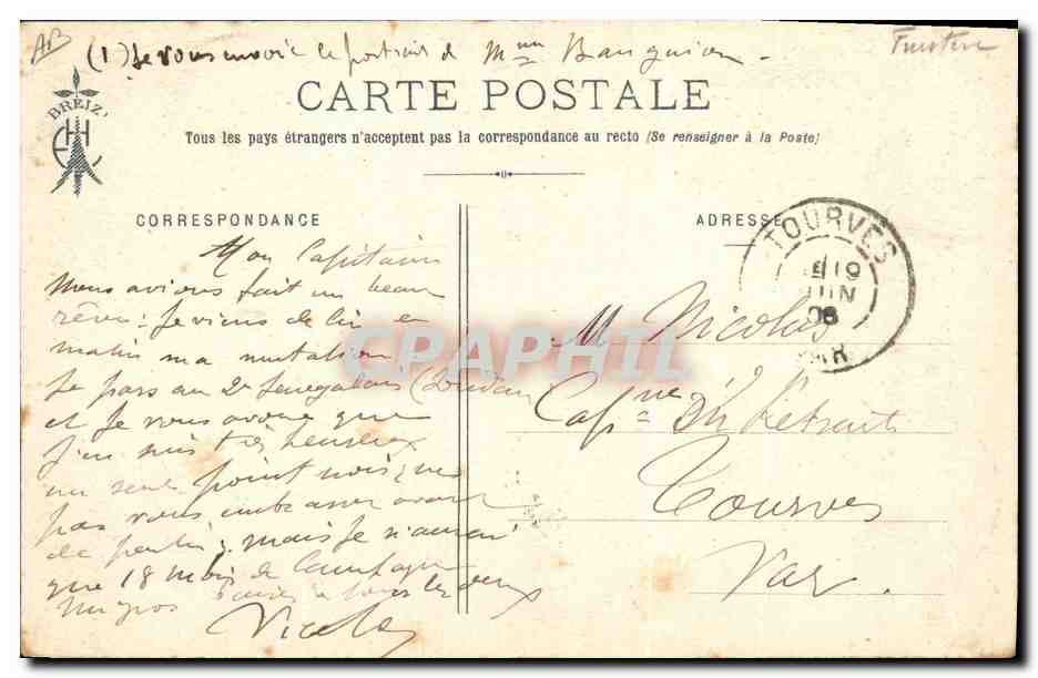 CPA Folklore Coiffes des bourgeoises de Chateaulin  — Verso
