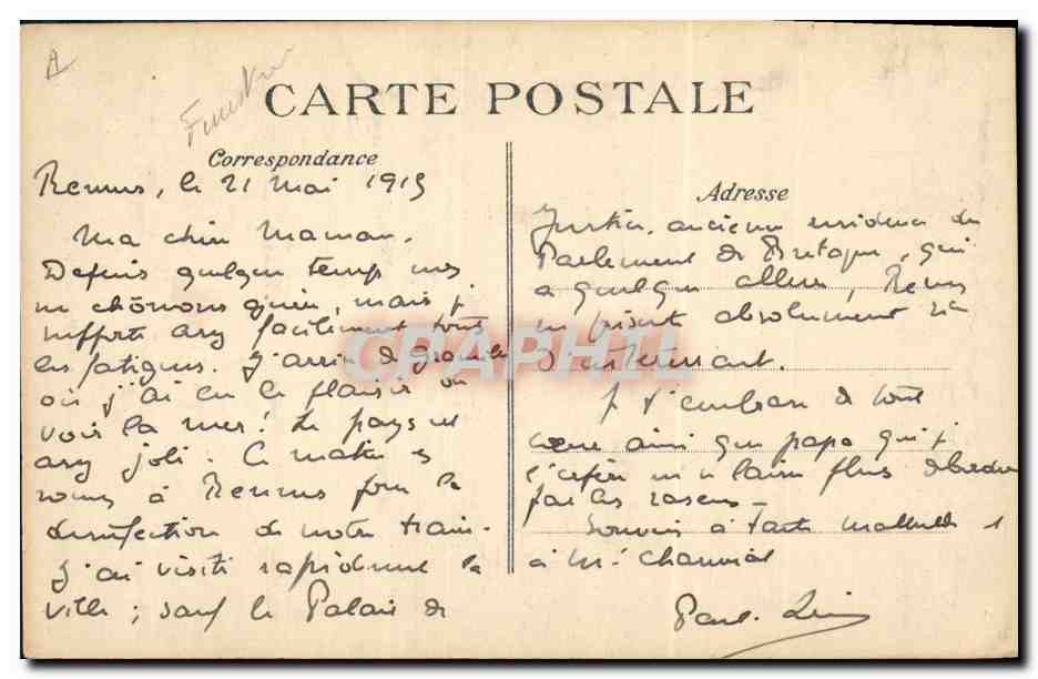 CPA Folklore Fillette de Pont L'Abbe  — Verso