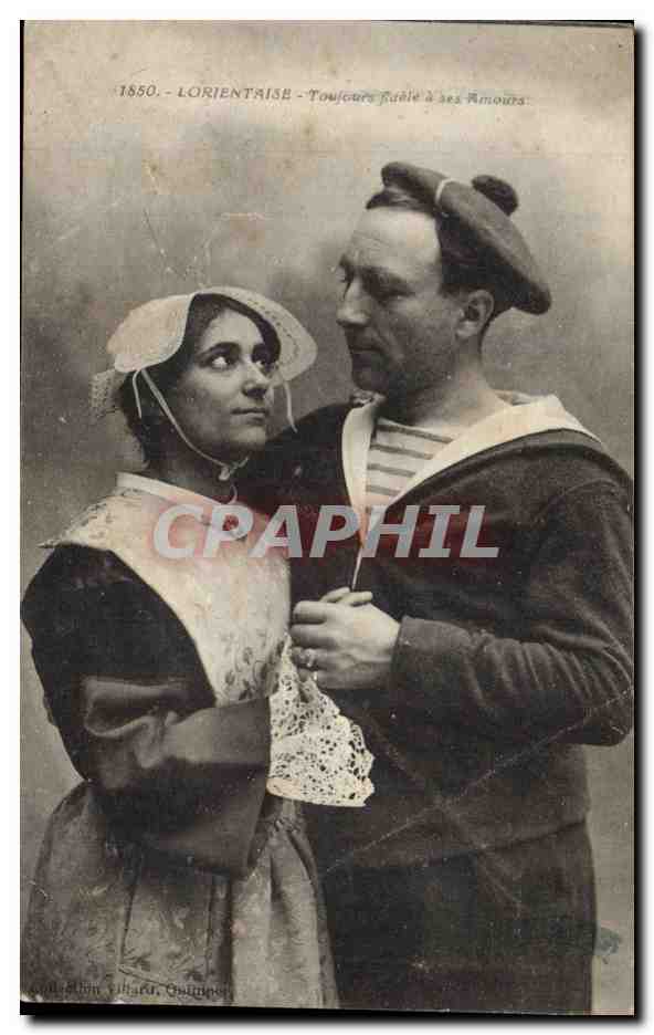 CPA Folklore Lorientaise Toujours fidele a ses amours Marin 