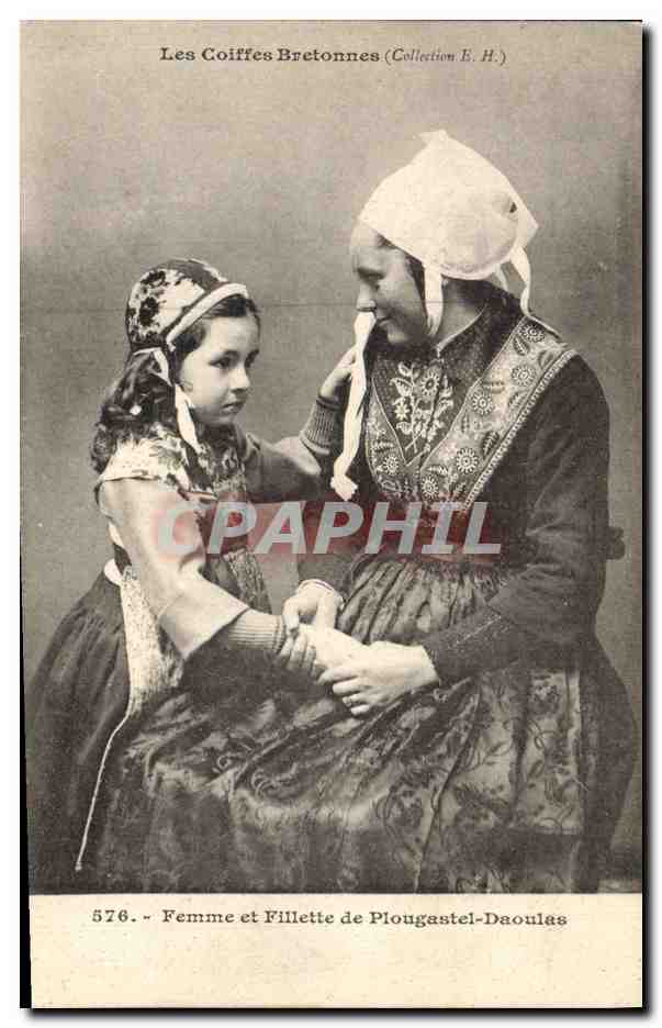 CPA Folklore Femme et fillette de Plougastel Daoulas 