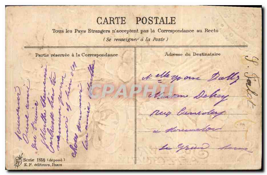 CPA Fantaisie Fleurs  — Rückseite
