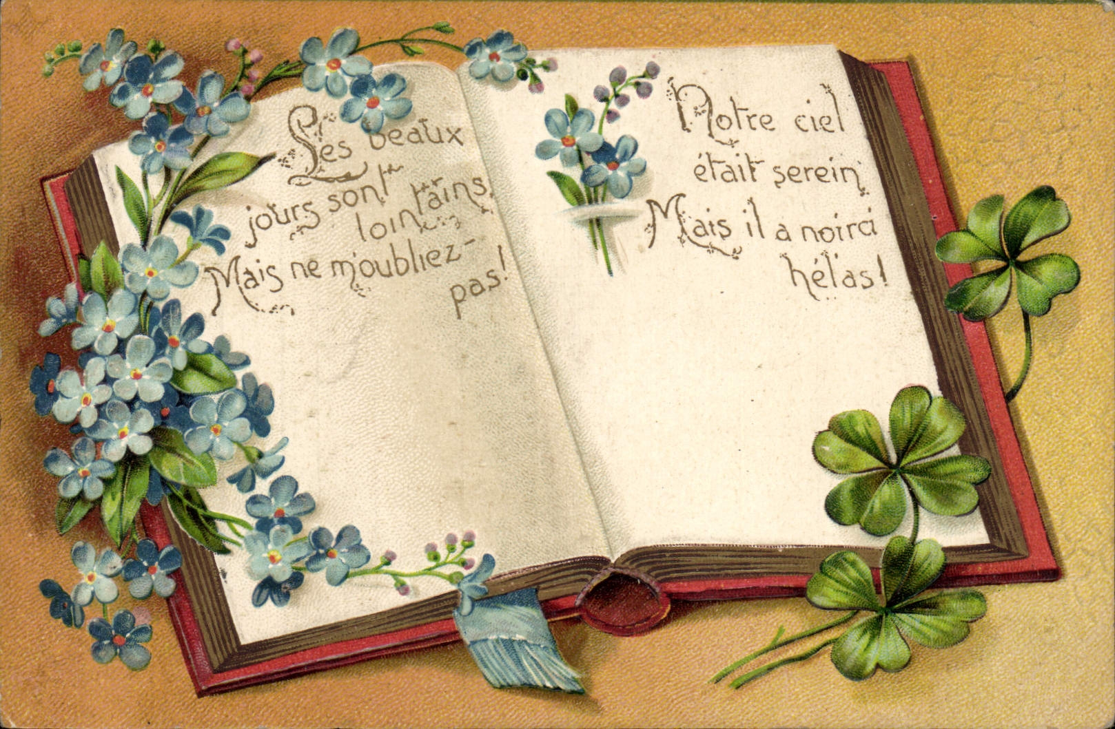 CPA Fantaisie Fleurs Livre Trefles 