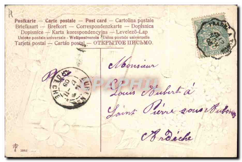 CPA Fantaisie Fleurs Livre Trefles  — Rückseite