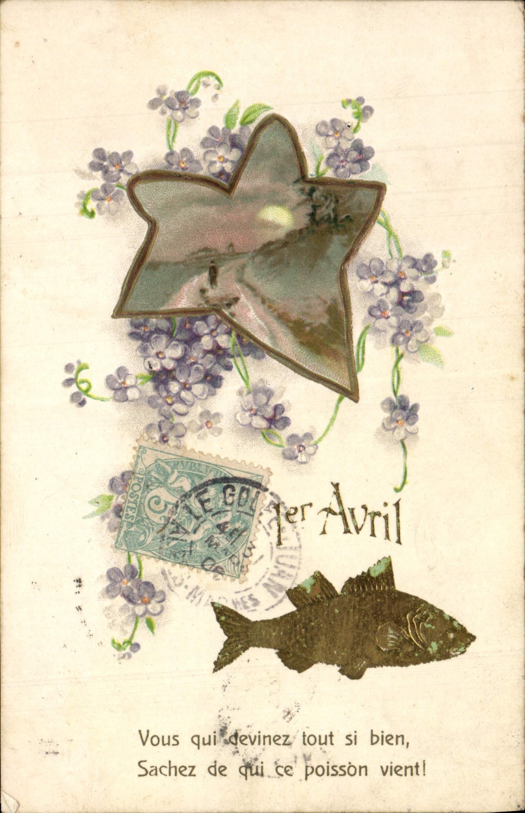 CPA Fantaisie Fleurs Poisson 1er Avril 