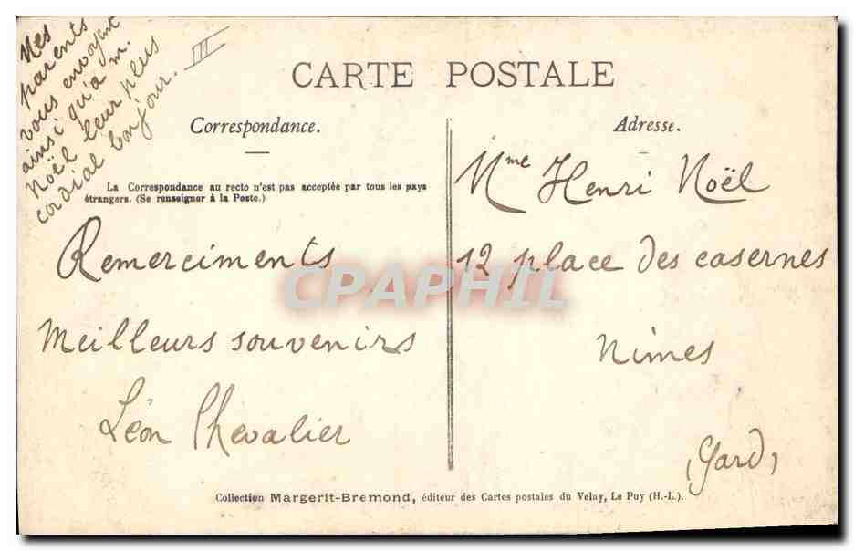 CPA Dentelle Dentelliere Le Puy Tour Pannessac Place du Breuil — Verso