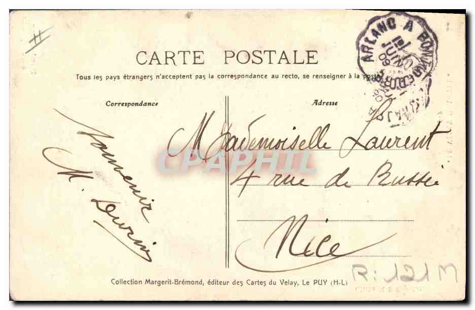 CPA Dentelle Dentelliere Auvergnate Le Velay — Verso