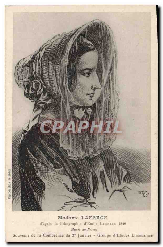 Madame Lafarge — lithographie d'Émile Lassalle 1840 — Musée de Brives, Groupe d'Études Limousines