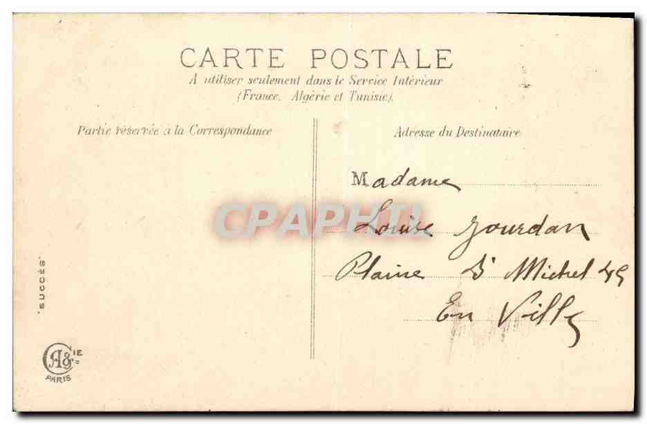 Femme avec bouquet — 'Bonne et heureuse' — éditeur anonyme, n° de série non visible — Verso