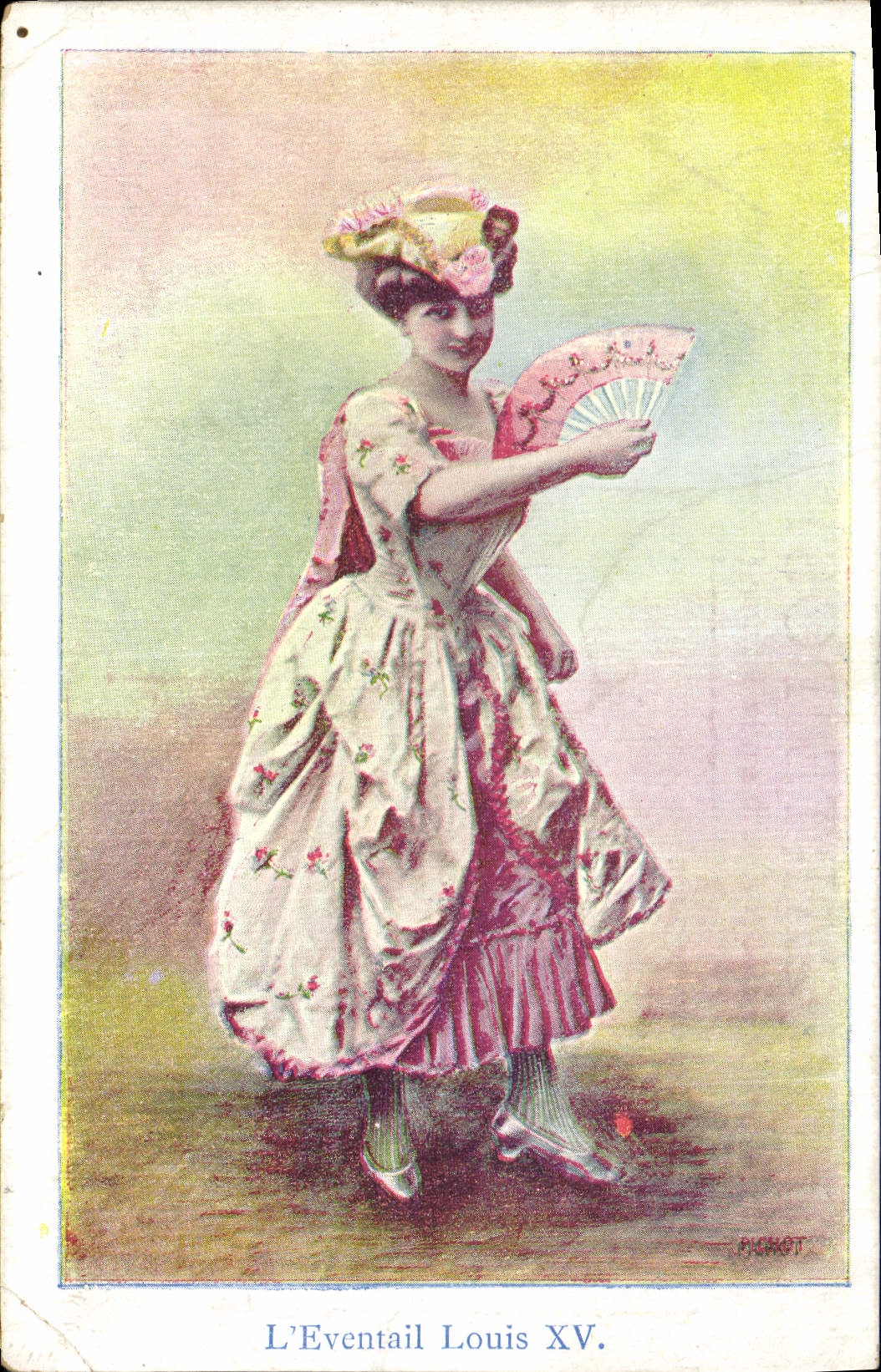 CPA Fantaisie Eventail Femme L'eventail Louis XV