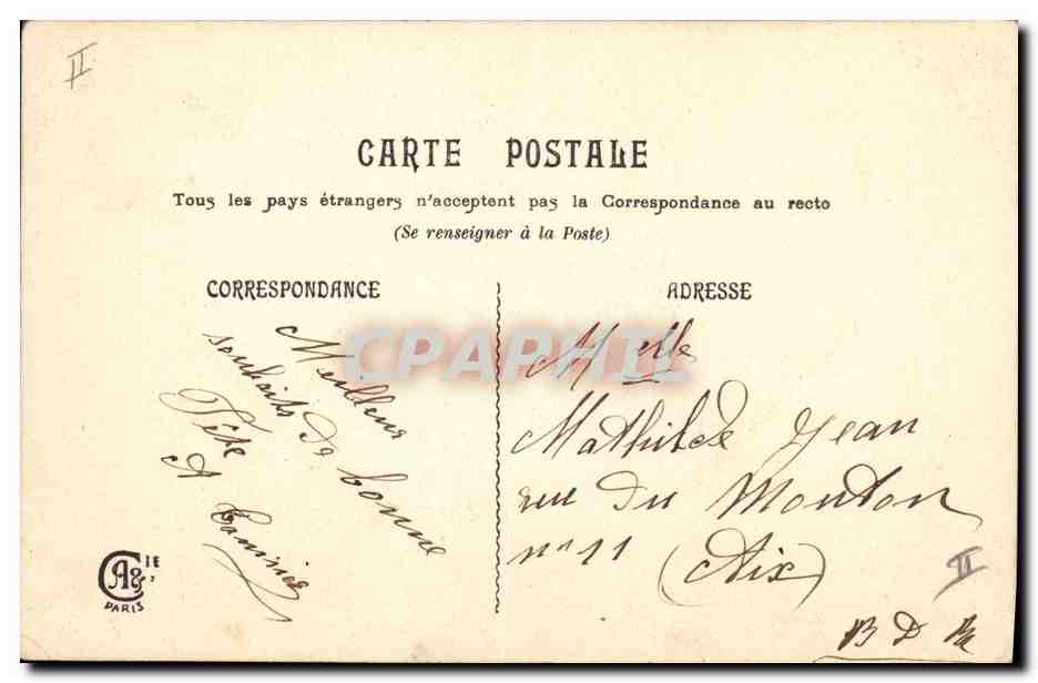 Femme avec bouquet — Bonne fête — éditeur Paris, n° II — Verso