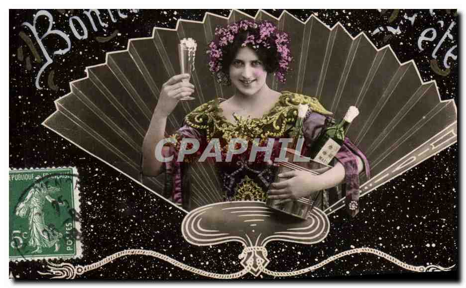 CPA Fantaisie Eventail Femme
