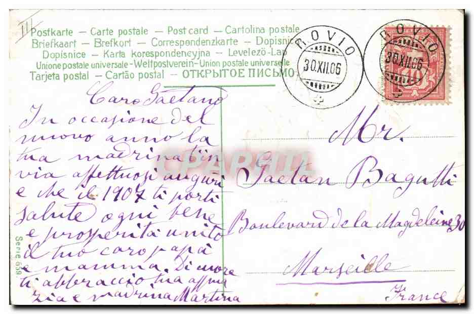 CPA Fantaisie Fleurs Annee 1907 Trefles — Verso