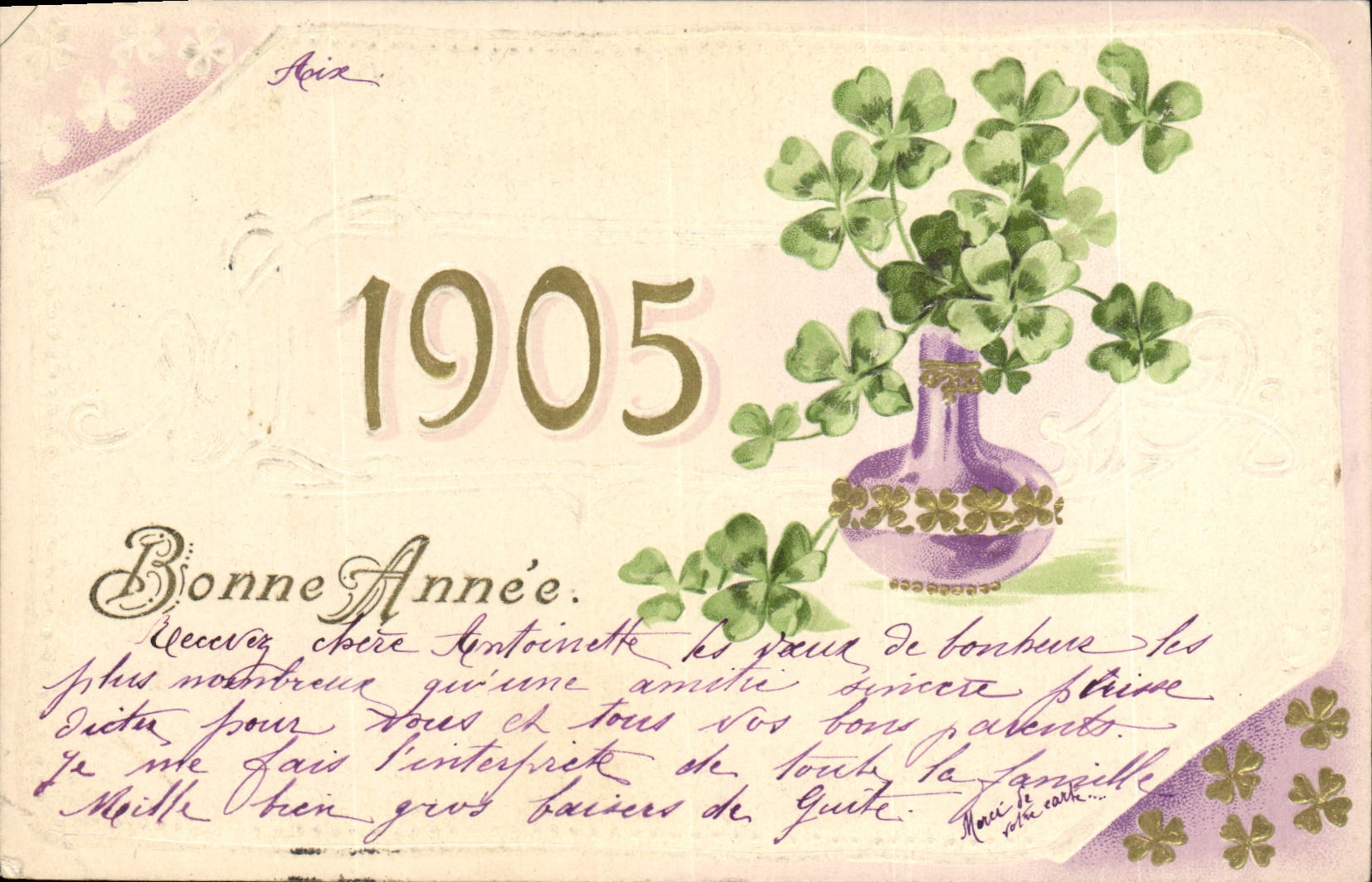 CPA Fantaisie Fleurs Annee 1905 Trefles