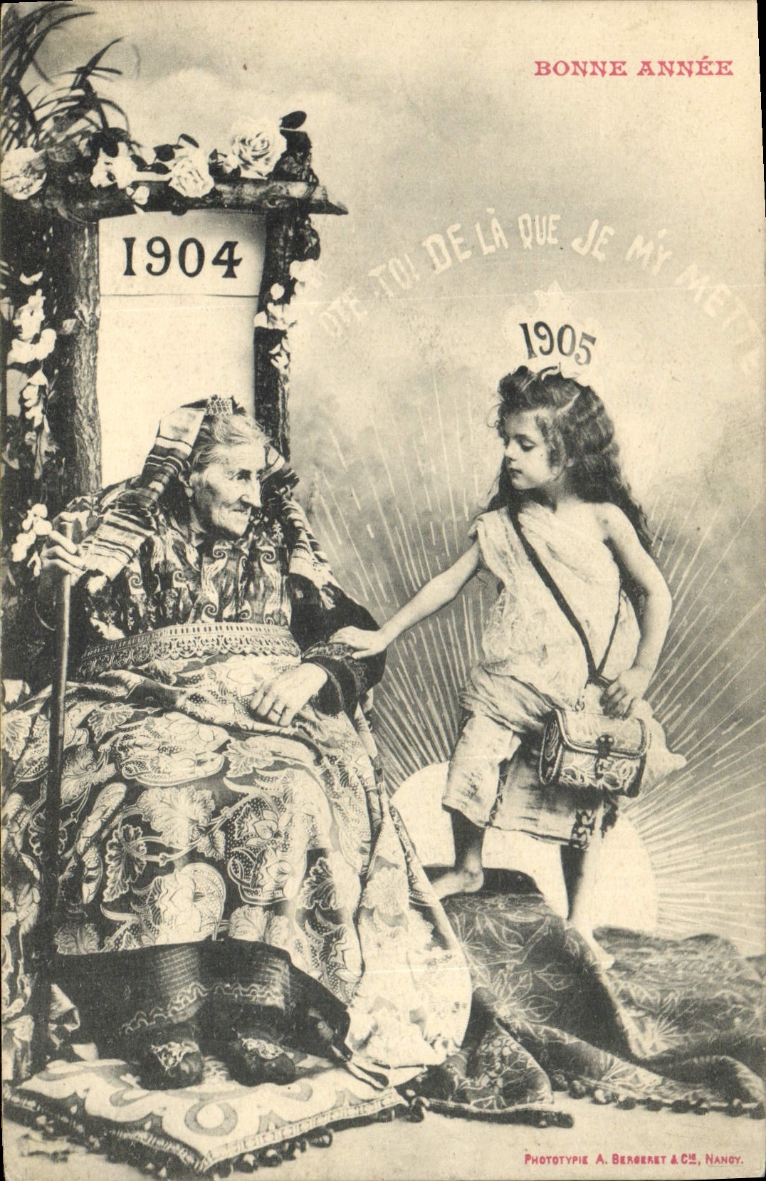 Ancêtre et enfant — Nouvel an 1904/1905 — Phototypie A. Berberat & Cie, Nancy